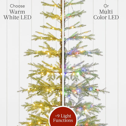 Pre-Lit Sparse Christmas Tree 9ft Artificial Pine Holiday Décor Aspen Noble Fir With 2-in-1 White & Multicolor LED Lights