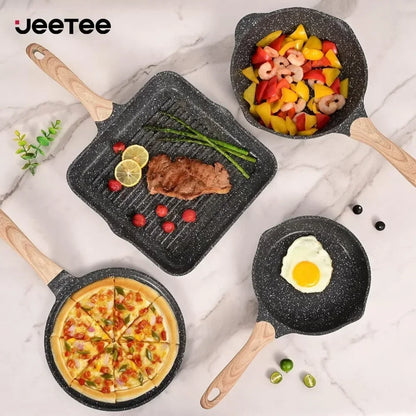 23 Pieces, Healthy Kitchen Cookware Set, Induction Cooking Set, Gray Granite Stone Frying Pan, Cookware Set