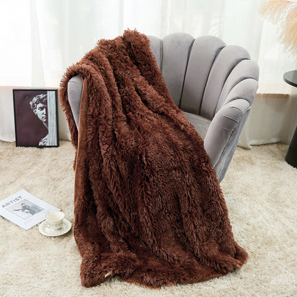 Large Flannel Throw Blanket Long Shaggy Plush Blanket for Couch Sofa Bed Winter Warm Soft Fluffy Faux Fur Bedspread 14 Colors