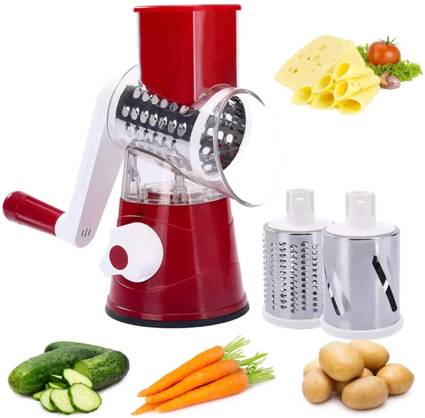 Multifunctional Roller Vegetable Cutter - Hand Crank Shredder & Potato Grater for Home Kitchen