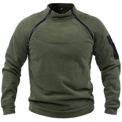 Winter Fleece Men's Pullover Solid Color Tactical Outdoor Jacket Standing Collar Sportwear Windproof Coats Male Thick Sweatshirt