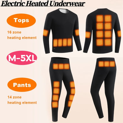 30 Heating Zones Thermal Underwear Set USB Winter Outdoor Sports Underwear Electric Heating Clothing for Women Men