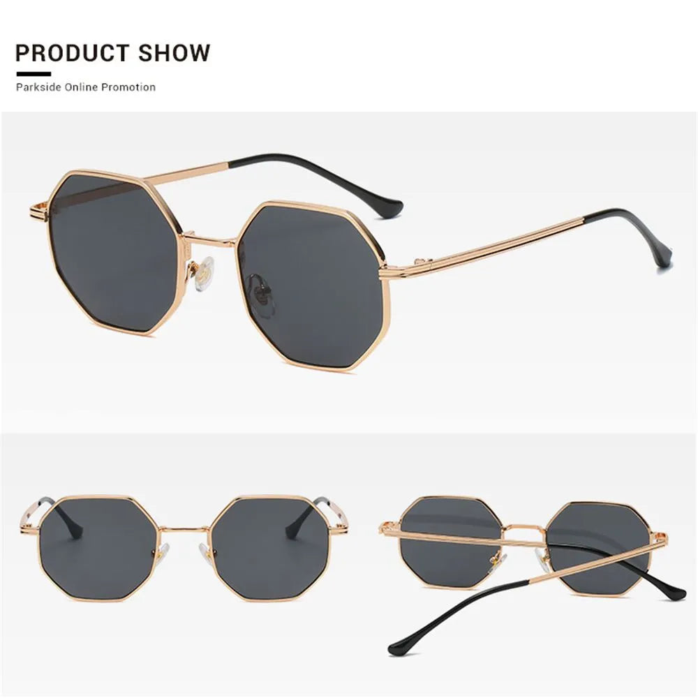 Elegant Polygon Metal Sunglasses - Chic Small Frame UV Protection Shades for Trendsetters