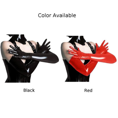 Sexy Men Women Faux Leather Long Gloves Wet Look Latex Party Opera Club Costumes New Winter Fashion Evening Party Full Finger