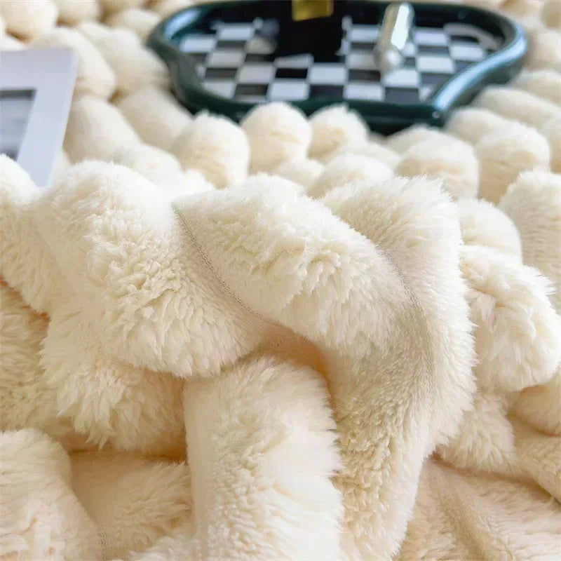 New Artificial Rabbit Plush Autumn Warm Blankets for Beds Soft Coral Fleece Sofa Throw Blanket Comfortable Thicken Bed Sheet