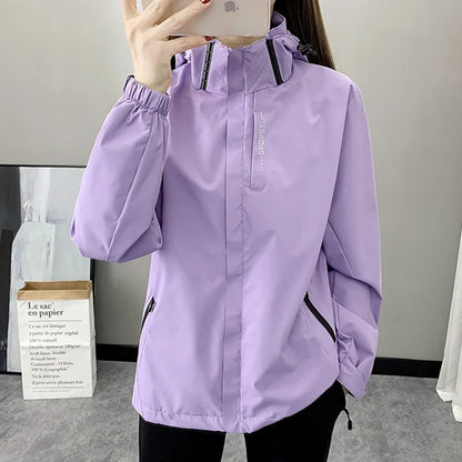Outdoor Climbing Hiking Waterproof Jacket Women 2024 Autumn Sports Hooded Coat Trekking Mountain Windbreaker Jackets Raincoat