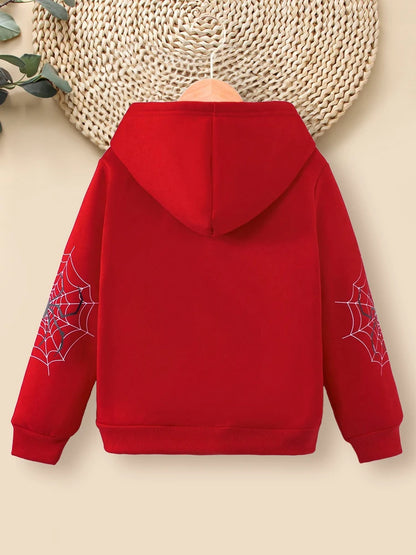 Boys autumn winter fashion cool cartoon hooded long sleeve cardigan zipper jacket casual grab fleece warm and thick clothes