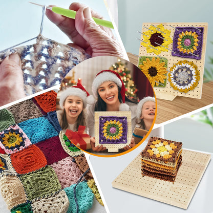 Wood Crochet Blocking Board Kit With Stainless Steel Rod Pins For Knitting Granny Squares Crochet Board Crafting Lovers Gifts