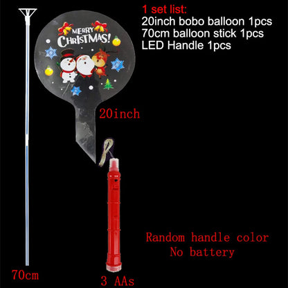 1Set LED Light Up Bobo Balloons With Flashing Handles Christmas Birthday Party Decorations Xmas Ballons Kids New Year Toys Gifts