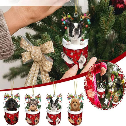 Cute Dog Christmas Tree Hanging Ornaments Dachshund Dog Shaped Pendants For Home Christmas Decorations Xmas 2024 New Year Gifts