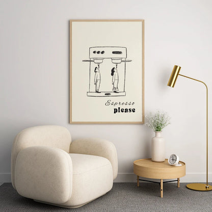 Abstract Line Coffee Drink Wall Art Print And Poster Espresso Please Canvas Painting Cartoon Wall Picture Kitchen Art Cafe Decor