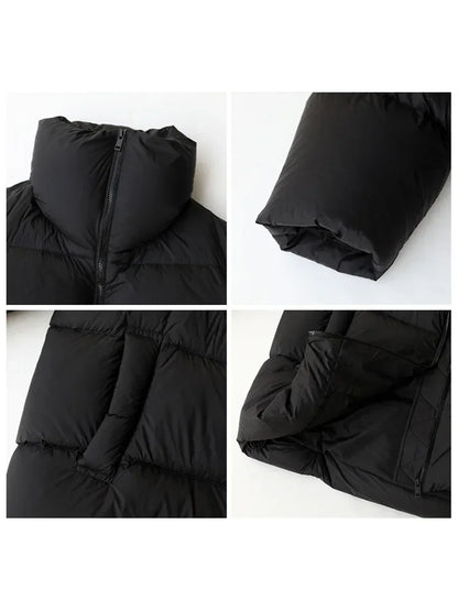 CHIC VEN Women's Down Coats Korean Stand Collar Simple Solid Color Warm Casual Jackets Soft Fashion Female Clothing Winter 2023