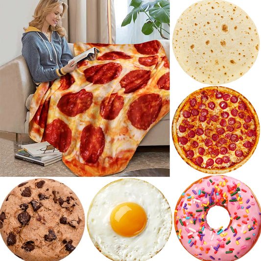 Warm Pizza Food Blanket Super Soft Plush Throw Blankets For Bed Sofa Bedspread Decorative Camping Winter Warm Round Blanket