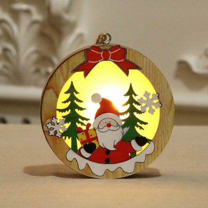 Festival Led Light Wood House Christmas Tree Decorations For Home Hanging Ornaments Holiday Xmas DIY Gifts New Year 2024 Navidad