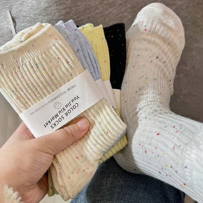 1/5pairs Winter Cashmere Wool Women Socks Casual Japanese Fashion Solid Color Thicker Long Sock Girls Thermal Warm Crew Sock