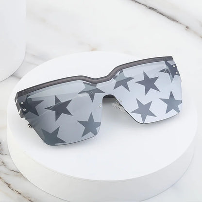 Unisex One Piece Square Sunglasses Men Brand Designer Luxury Rivet Oversized Sun Glasses For Female Coating Flat Lens Sunglass
