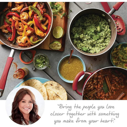 Rachael Ray -  12 Piece, Sea Salt Gray 16802 Rachael Ray Cucina Nonstick Cookware Pots and Pans Set