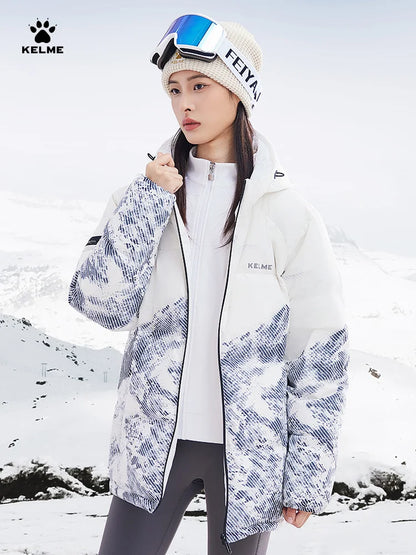Kelme Short Down Jacket Men's Winter 2024 Snow Mountain Hooded Warm Cotton Jacket Outdoor Sports Thick Warm Coat