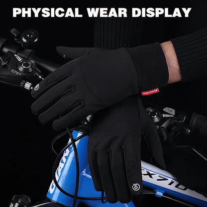 Autumn Winter Warm Men's Gloves Outdoor Cycling Sports Waterproof Touch Screen Glove For Men Women Plush Warm Slip-Proof Gloves
