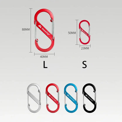 4 Colors Carabiner Clips Aluminum Alloy S Shape Outdoor Climbing Camping EDC Spring Keychain Hook Double Lock Buckle Large