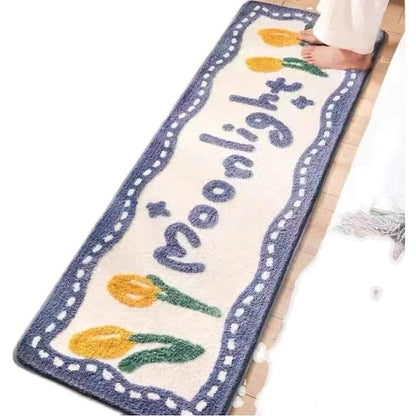 Ins Flowers Rug Carpet Thickened Fluffy Soft Bedside Bedroom Non-Slip Long Floor Mat Bedroom Living Room Girls Decor