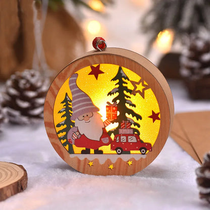Festival Led Light Wood House Christmas Tree Decorations For Home Hanging Ornaments Holiday Xmas DIY Gifts New Year 2024 Navidad