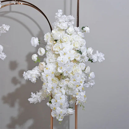 Artificial White Cherry Blossom Orchid Rose Row Wedding Arch Backdrop Wall Hanging Flower Hotel Party Props Home Decor