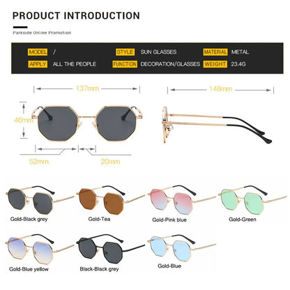 Elegant Polygon Metal Sunglasses - Chic Small Frame UV Protection Shades for Trendsetters