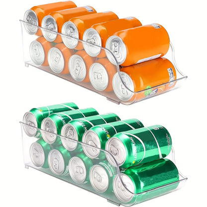 1pc Refrigerator Organizer Bins Soda Can Dispenser Beverage Holder Clear Plastic Canned Food Pantry Storage Kitchen Accessories