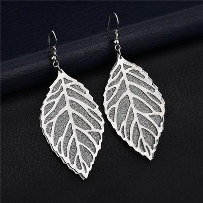 Baroque Vintage Leaf Drop Long Earrings Willow Fringed Tassel Gold Color Earrings for woman Fashion Pendientes Mujer Jewelry