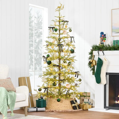 Pre-Lit Sparse Christmas Tree 9ft Artificial Pine Holiday Décor Aspen Noble Fir With 2-in-1 White & Multicolor LED Lights