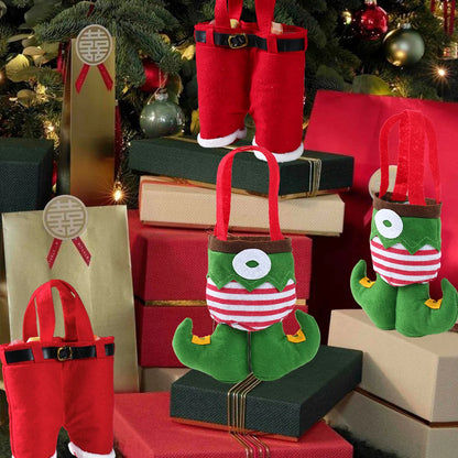 Christmas Gift Bag Hand-held Non-woven Elf Kid Gift Sugar Bags Santa Claus Snowman Pattern Xmas Ornament New Year Gift 2025
