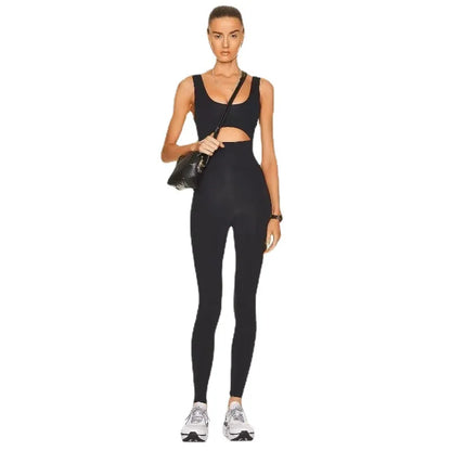 Yoga Jumpsuits Women V-Back One Piece High Stretchy Bodysuits Sportswear Fitness Rompers Padded Nylon Soft Gym Workout Ovearalls
