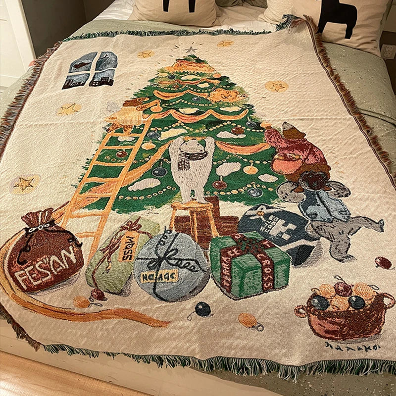 2023 New Years Gifts Blanket Nutcracker Christmas Tree Star Throw Blanket Soft Blanket Bed Blanket Quilt Xmas Decor for Home