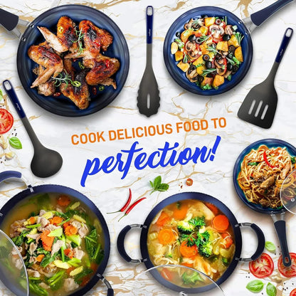 Nutrichef 11 Piece Nonstick Ceramic Cookware Excilon Home Kitchen Ware Pots & Pan Set with Saucepan Frying Pans, Cooking Pots