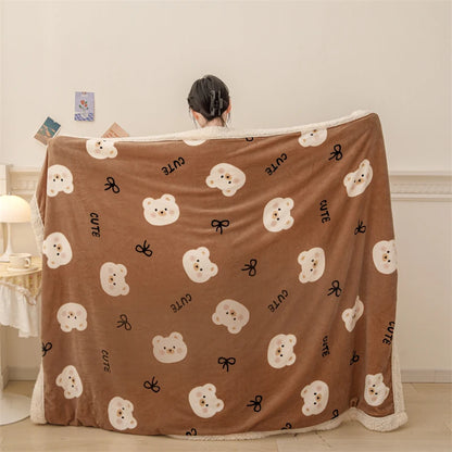 YanYangTian Plaid Warm Cartoon Thickened Nap Air Conditioning Blanket Double woolen blanket Bedspread on the bed Sofa Cover