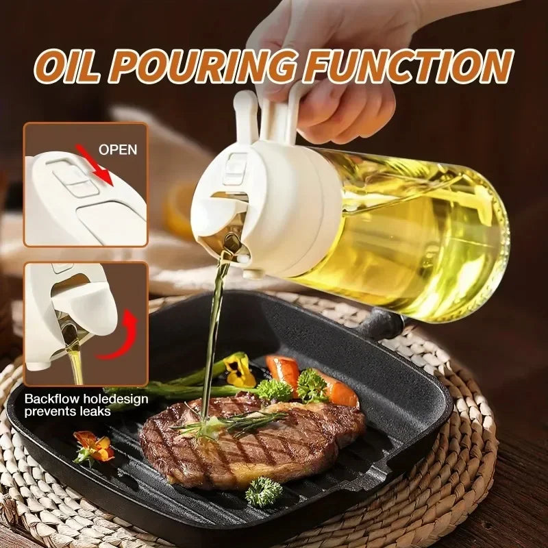 Multifunctional 2-in-1 Kitchen Oil Sprayer and Dispenser - 500ml Plastic Bottle for Cooking and BBQ