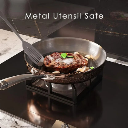 Pots and Pans Set, Tri-Ply Stainless Steel Hammered Kitchen Cookware, Induction Compatible, Dishwasher and Oven Safe