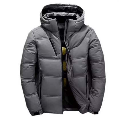 FGKKS 2024 Quality Brand Men Down Jacket Slim Thick Warm Solid Color Hooded Coats Fashion Casual Down Jackets Male
