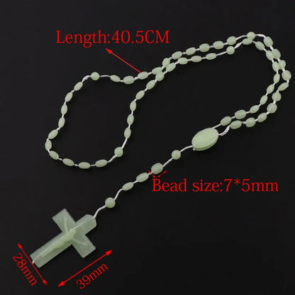 12 Pieces Factory Multicolor Rosaries Glow Plastic Necklace Rosary Beads Bright Necklace Catholicism Prayer Religious Jewelry