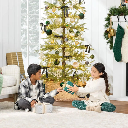 Pre-Lit Sparse Christmas Tree 9ft Artificial Pine Holiday Décor Aspen Noble Fir With 2-in-1 White & Multicolor LED Lights