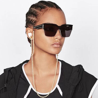 Unisex One Piece Square Sunglasses Men Brand Designer Luxury Rivet Oversized Sun Glasses For Female Coating Flat Lens Sunglass