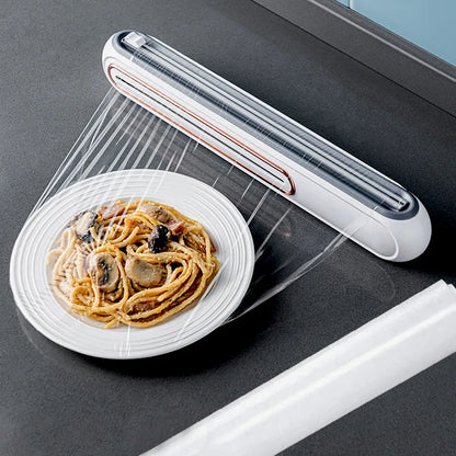 Innovative Magnetic Refillable Plastic Wrap Dispenser with Cutter - Streamline Your Kitchen Prep and Storage