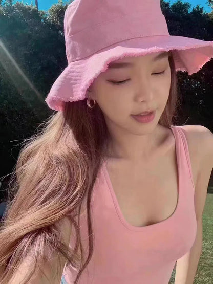 Bob Summer Bucket Hat Women Fashion Bob Chapeau Bucket Hats Climbing Outdoor Sport Sunscreen Fisherman Cap Women Chapeau