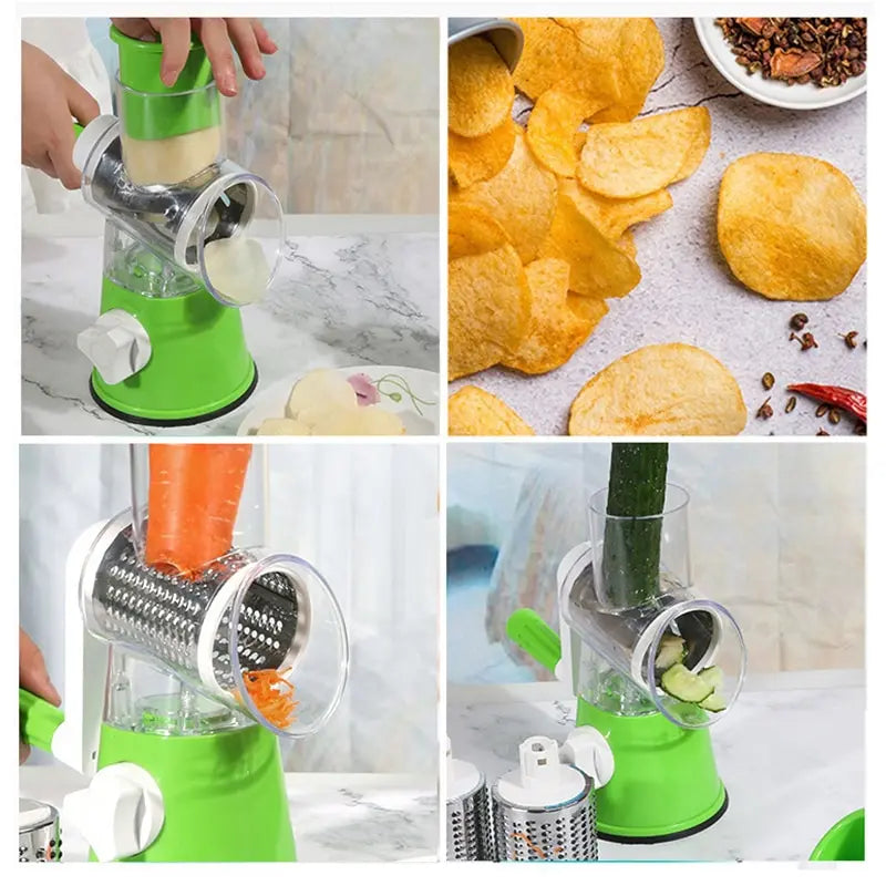 Multifunctional Roller Vegetable Cutter - Hand Crank Shredder & Potato Grater for Home Kitchen