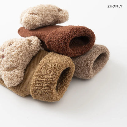 Cute Cartoon Bear Cotton Baby Socks for Boys & Girls - Anti-Slip Soft Newborn Toddler Winter Socks
