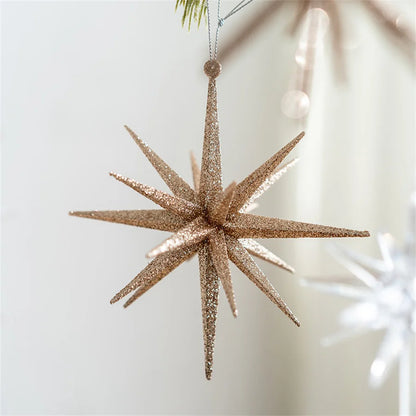 Christmas Tree Decoration Hanging Christmas Decoration Champagne Color White Exploding Star Christmas New Year