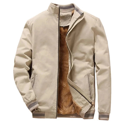 Winter Men's New Casual Fashion Trend Padded Thickened Windproof Cold Warm Jacket Zipper Large Size Solid Color Collar Jacket
