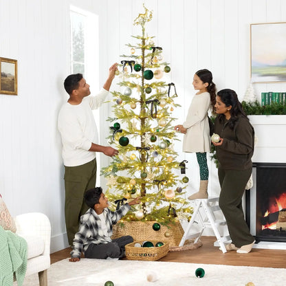 Pre-Lit Sparse Christmas Tree 9ft Artificial Pine Holiday Décor Aspen Noble Fir With 2-in-1 White & Multicolor LED Lights