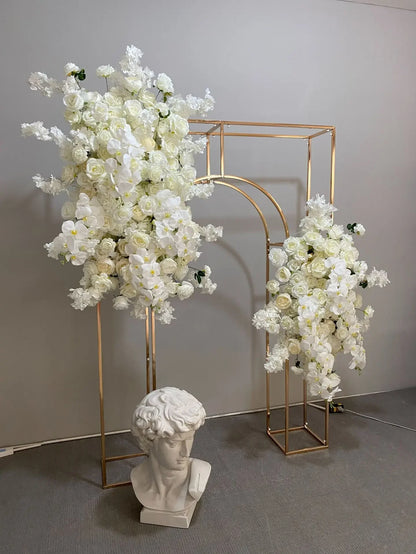 Artificial White Cherry Blossom Orchid Rose Row Wedding Arch Backdrop Wall Hanging Flower Hotel Party Props Home Decor